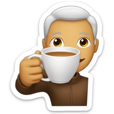 A person hugging a cup of cappuccino  sticker