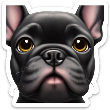 A black French bulldog with fluffy face fur  sticker
