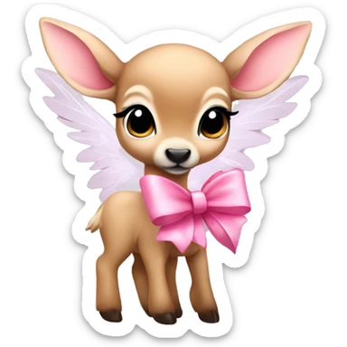 Baby fawn with pink bow and angel wings sticker