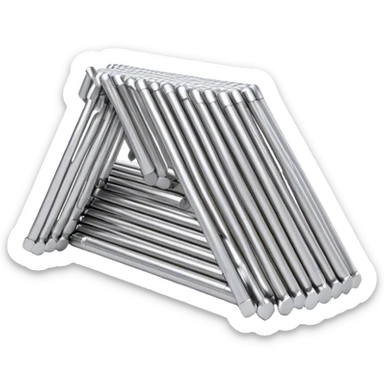 Thin metallic uranium fuel rods, precisely arranged in a hexagonal grid, industrial and realistic, no green sticker