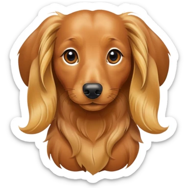 Golden long hair Weiner dog  sticker