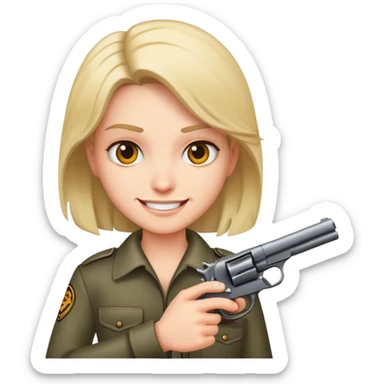 Devious smile with a gun  sticker
