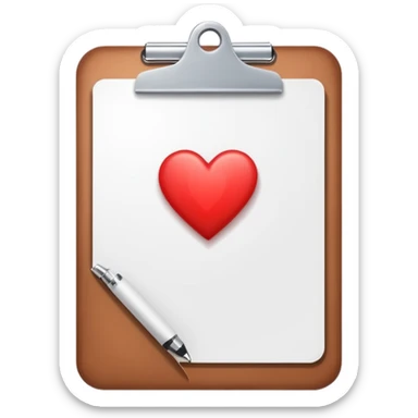 clipboard with a heart in the corner sticker