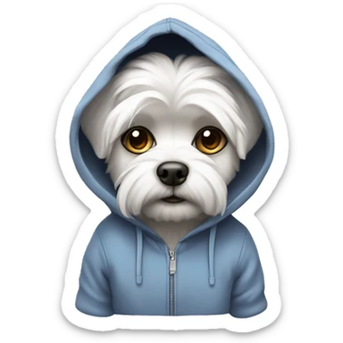 Maltese wearing a hoodie sticker