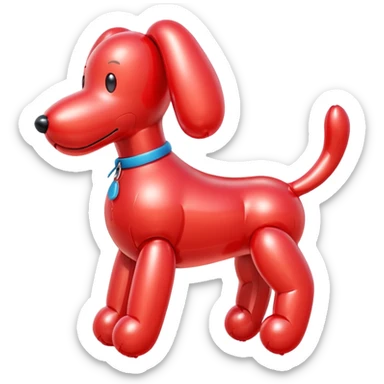 red ballon dog with no eyes or face  sticker
