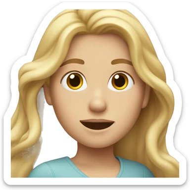 a girl with long blonde hair in the wind sticker