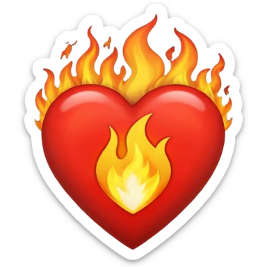 Black and red heart on fire sticker