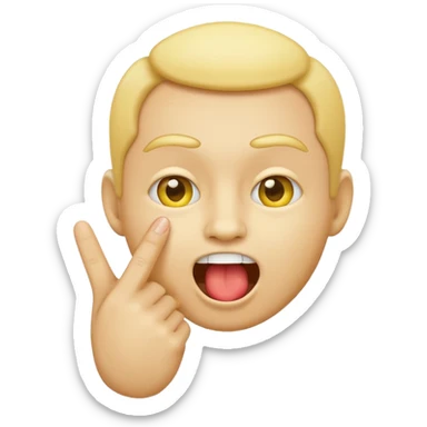 please create an emoji of the yellow face emoji kind of it bitting its index finger with a cheeky expresion sticker