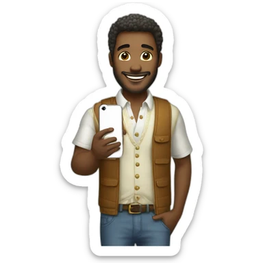 hombre bien vestido feliz teniendo una llamada con un iphone sticker