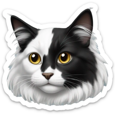 black-and-white cat domestic long-haired sticker