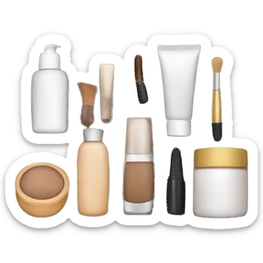 Brown Cosmetic Bag with cosmetics sticker