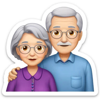 Grandma and grandpa with grey hair sticker