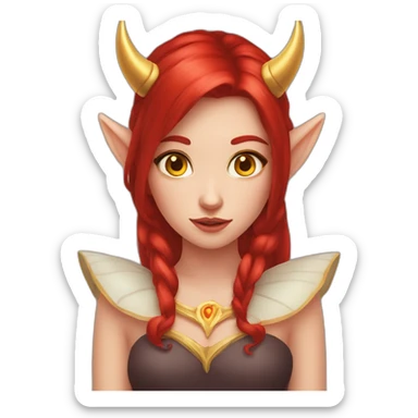 fairy princess devil horns red hair gold eyes sticker