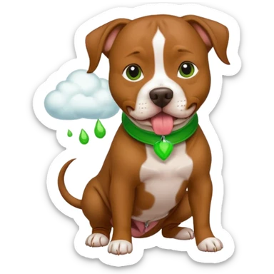 brown pit bull dog with green burp cloud  sticker