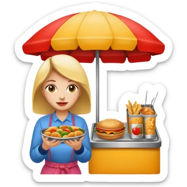 woman with street food sticker