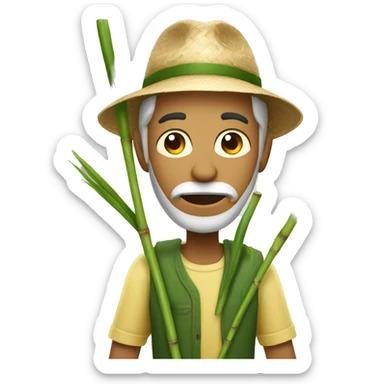 Man with a sugarcane sticker