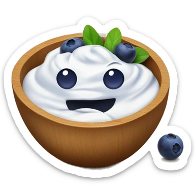 yogurt with blueberries in a wooden bowl sticker