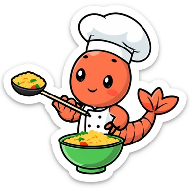 A shrimp frying shrimp fried rice sticker