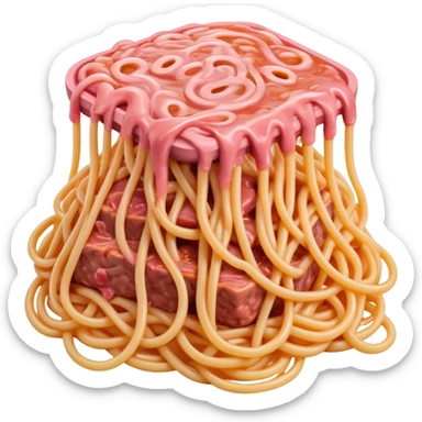  SPAM meat melted spaghetti pink gooey slop art sticker