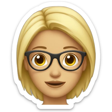 chica rubia con gafas y pero recogido con un moño sticker