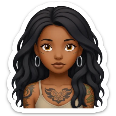 Tattooed princesses black girl with long hair  sticker