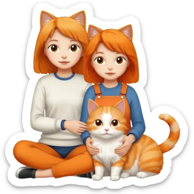 Two nasty girls with white and orange cat sticker