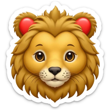León con corazones en el ojo sticker