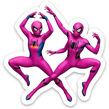 spider man and spider women pink sticker