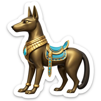 Ancient style saddled avenger four-legged statue casually adorned anubis canine casually posed  sticker