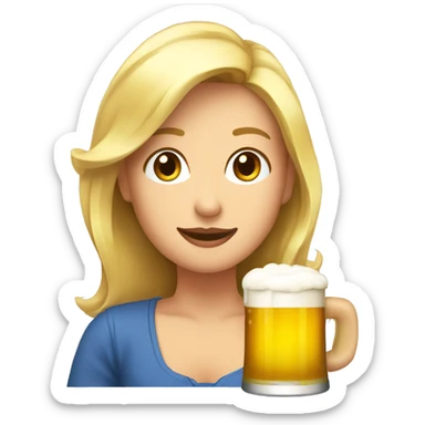 Mujer rubia tomando cerveza  sticker