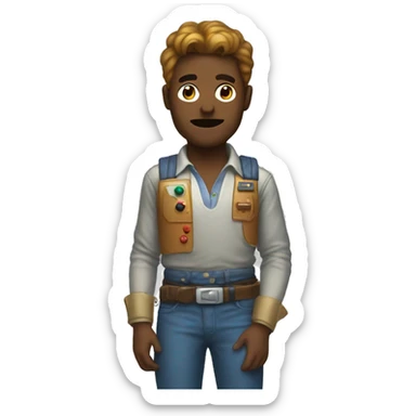 human with retro videogame sticker