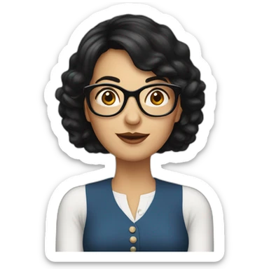 50 year old french women with black hair and rond glasses sticker