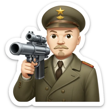 Lenin holding a minigun sticker