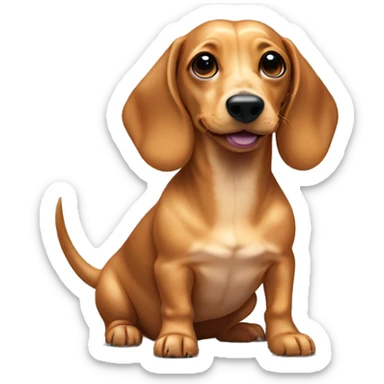 golden short-haired weiner dog with one spot along chest and white spots in paws sticker