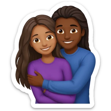dark skin girlfriend hugs mixed boyfriend with long hair  sticker