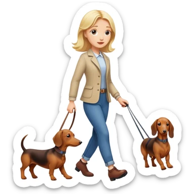 blonde girl walking with dachshund sticker