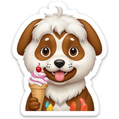 dog sitting eating ice cream sticker