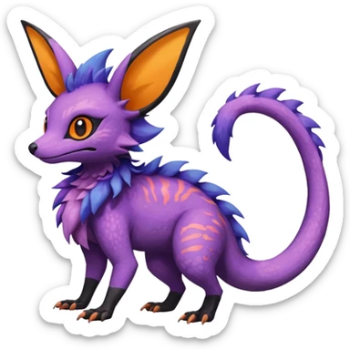 Rare epic aesthetic colorful Salandit-Noibat-Eevee-Genet-species-Fakemon-hybrid-creature, with markings, full body sticker