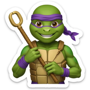 Donatello from Teenage Mutant Ninja Turtles, emoji style, holding nunchucks sticker