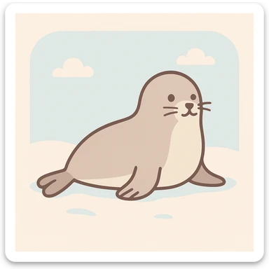 Flat design style seal in the snow sticker