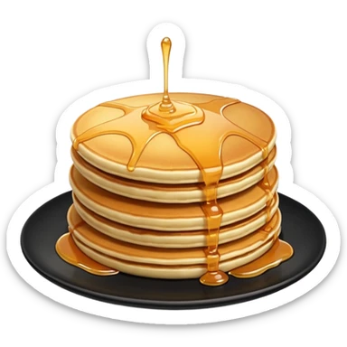 TWO Pancakes with honey in a black plate sticker