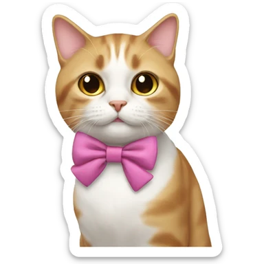 cat wearing a bow sticker