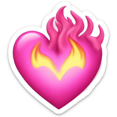 Pink heart fire sticker