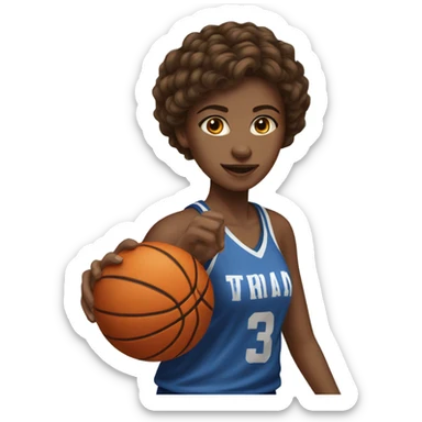 short hair brown hair with highlights girl playing basketball sticker