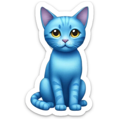 Glitter blue cat with wings sticker