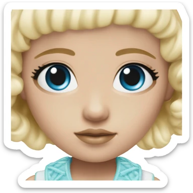 ocean blue doll eyes, blonde hair, feminine, pink, girl, angelic sticker