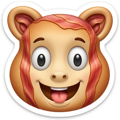 Cartoon streaky bacon with facial expression  sticker