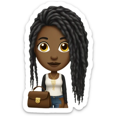 Beautiful Black women long dreadlocks hair, fancy shoes and purse. sticker