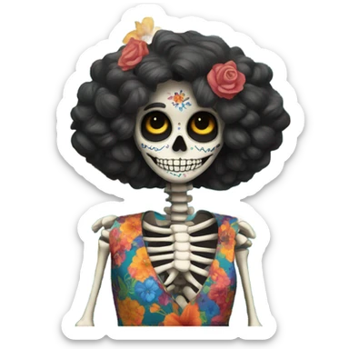 Skeleton wearing a dress to impress colorful flower dress  sticker