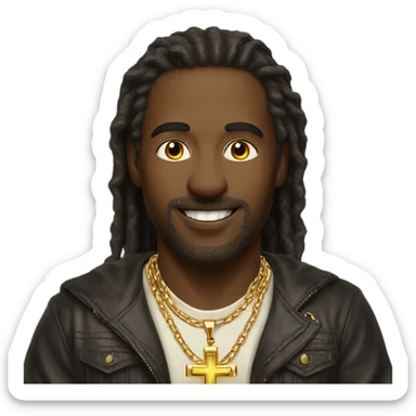 male portrait indoors with necklace wearing a gold crucifix exited about selling solar sticker